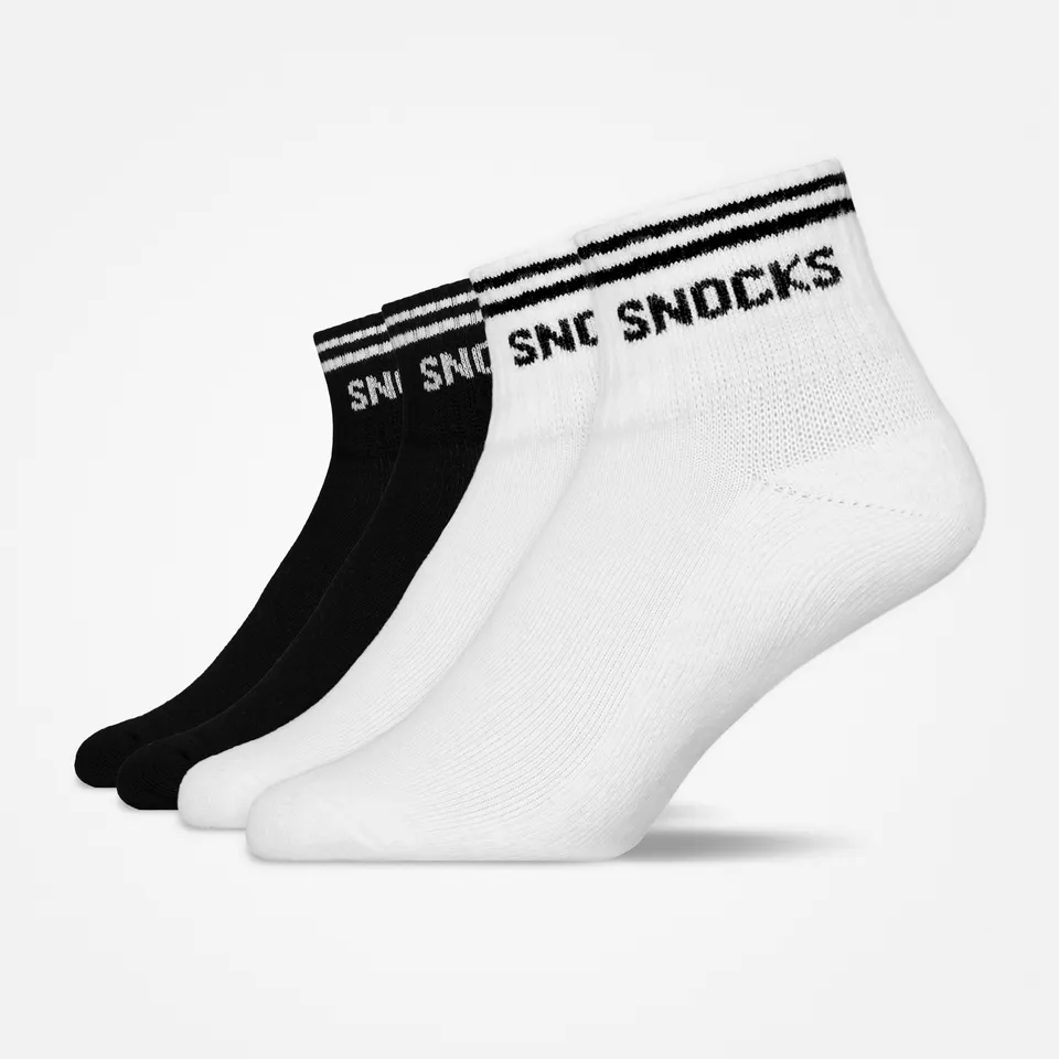 snocks-retro-sneaker-socken-schwarz-wei-streifen-kn-chelhoch-unisex image 1