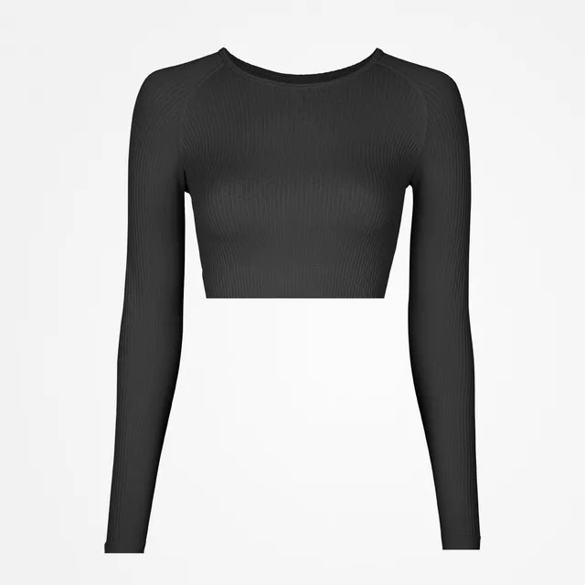 snocks-seamless-ripp-sportshirt-langarm-damen-schwarz image 1