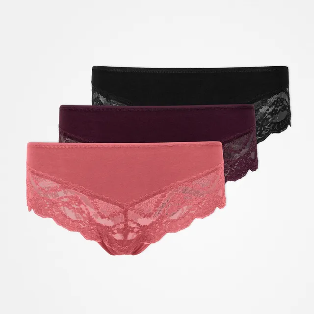 snocks-hipster-panties-mit-spitze-mix-mauve-weinrot-schwarz image 1