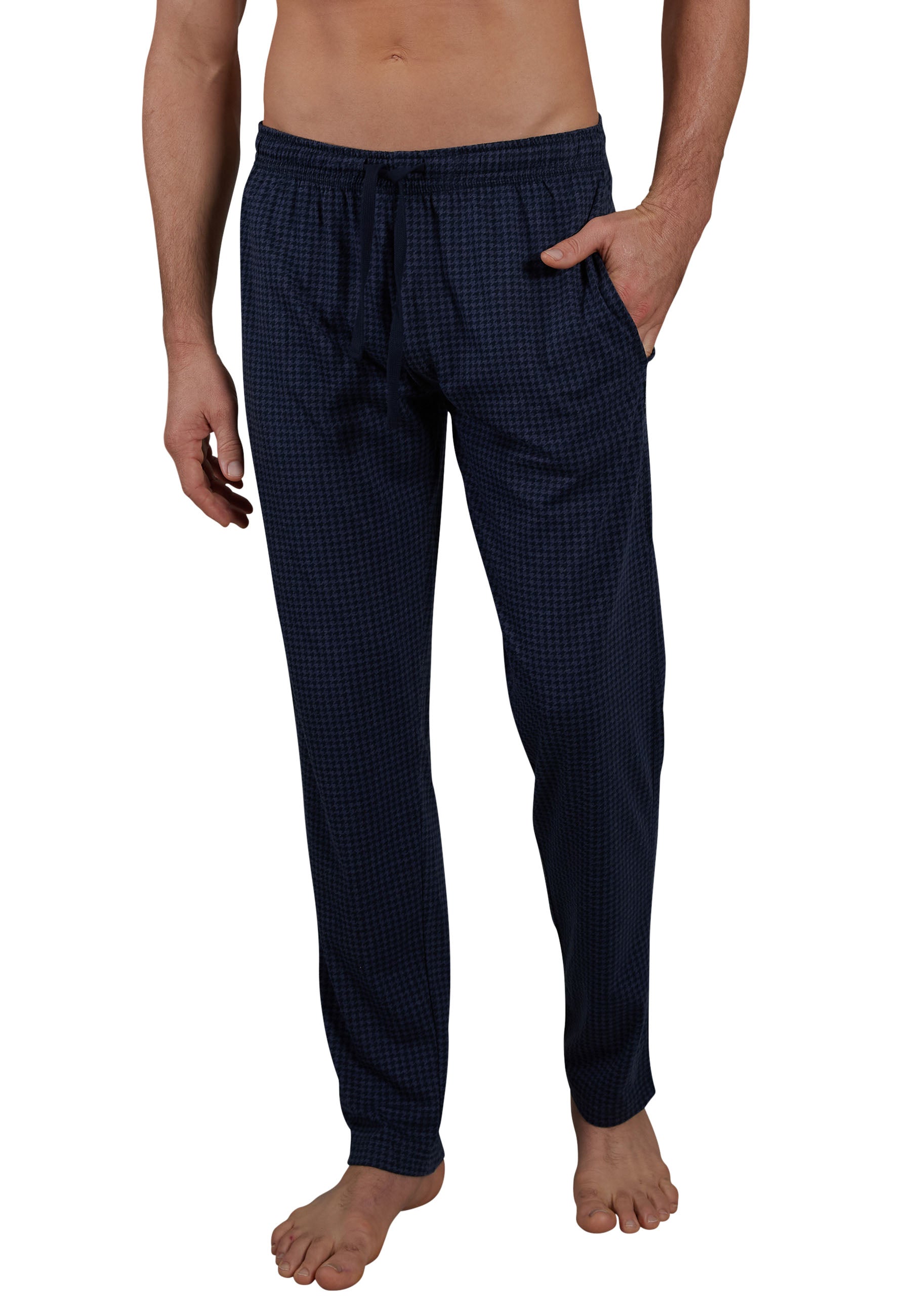 ceceba-herren-lange-hose-blau-bedruckt-karo-aus-baumwolle image 1