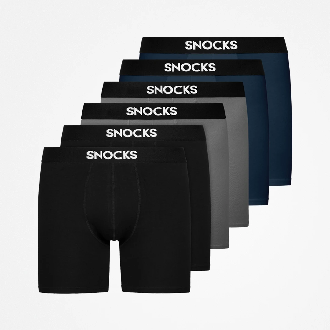 snocks-lange-boxershorts-mix-schwarz-grau-dunkelblau-herren-eng-mit-l-ngerem-bei image 1