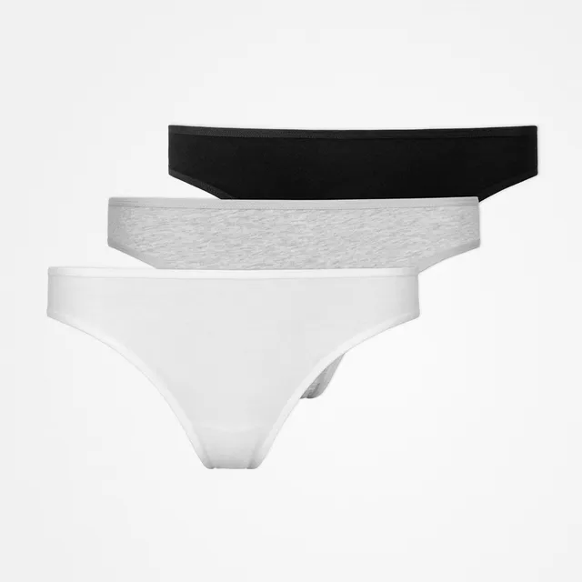 snocks-tangas-mix-wei-hellgrau-schwarz-damen-baumwolle-3er-pack image 1