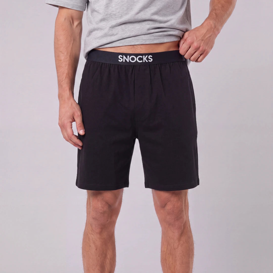 snocks-schlafanzug-set-herren-kurz-mix-schwarz-hellgrau-meliert-pyjama-aus-bio-b image 4