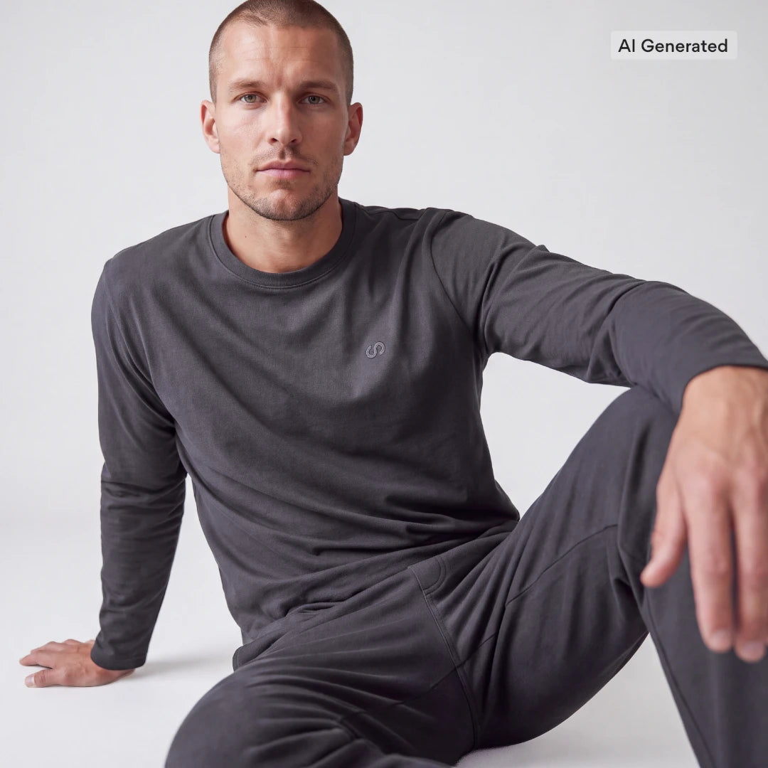 snocks-schlafanzug-set-herren-lang-pyjama-anthrazit image 2