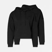 snocks-felpa-con-cappuccio-donna-hoodie-in-nero-con-stampa-sul-petto image 2