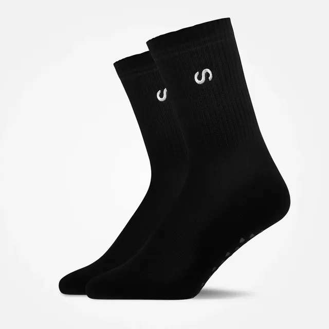 snocks-pilates-socken-schwarz-logo-anti-rutsch-unisex image 1