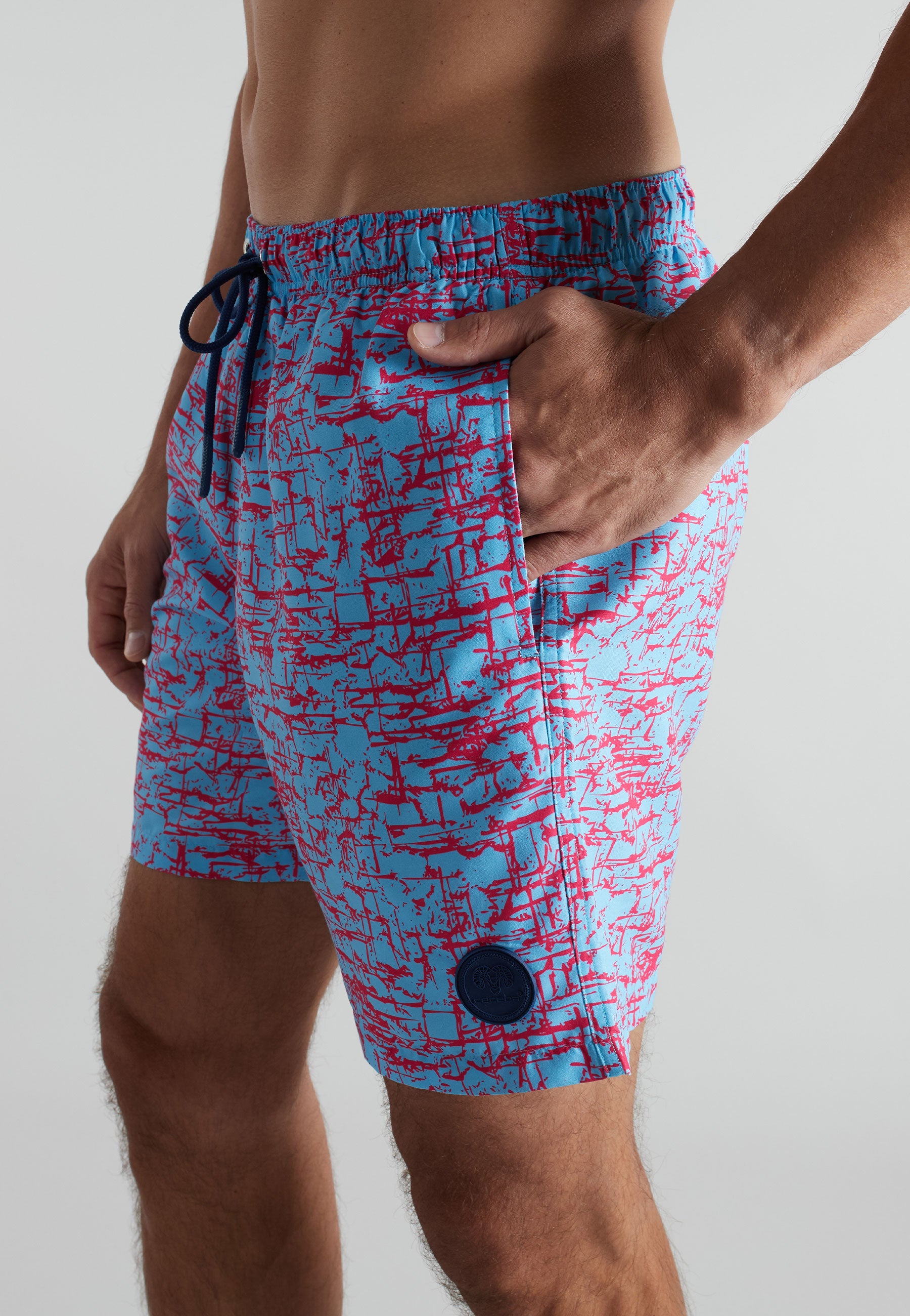ceceba-herren-badeshorts-blau-bedruckt-lange-schwimmshorts image 4