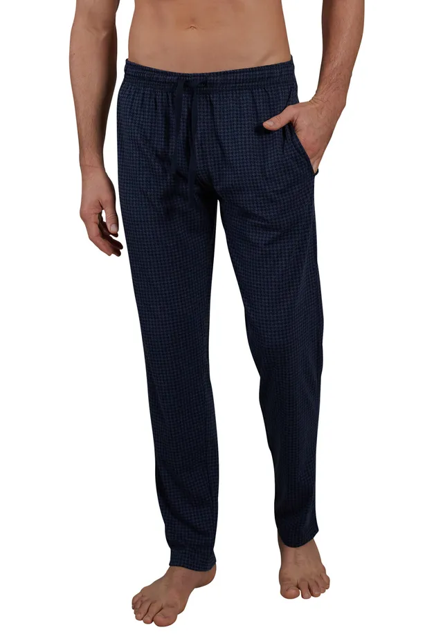 ceceba-herren-lange-hose-blau-bedruckt-karo-aus-baumwolle image 1
