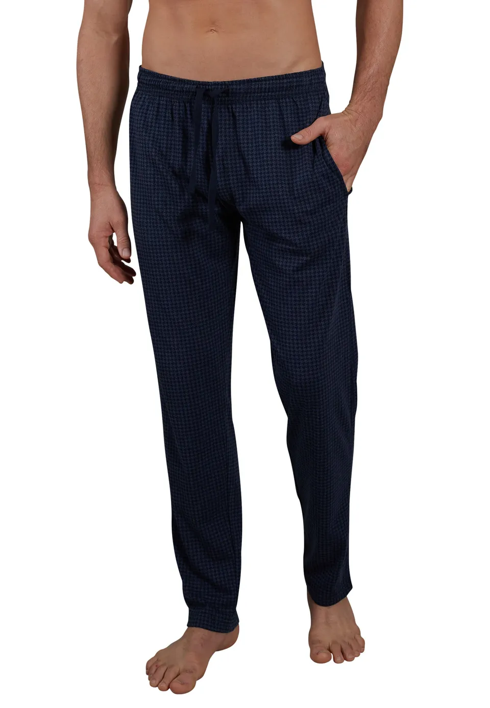 ceceba-herren-lange-hose-blau-bedruckt-karo-aus-baumwolle image 1