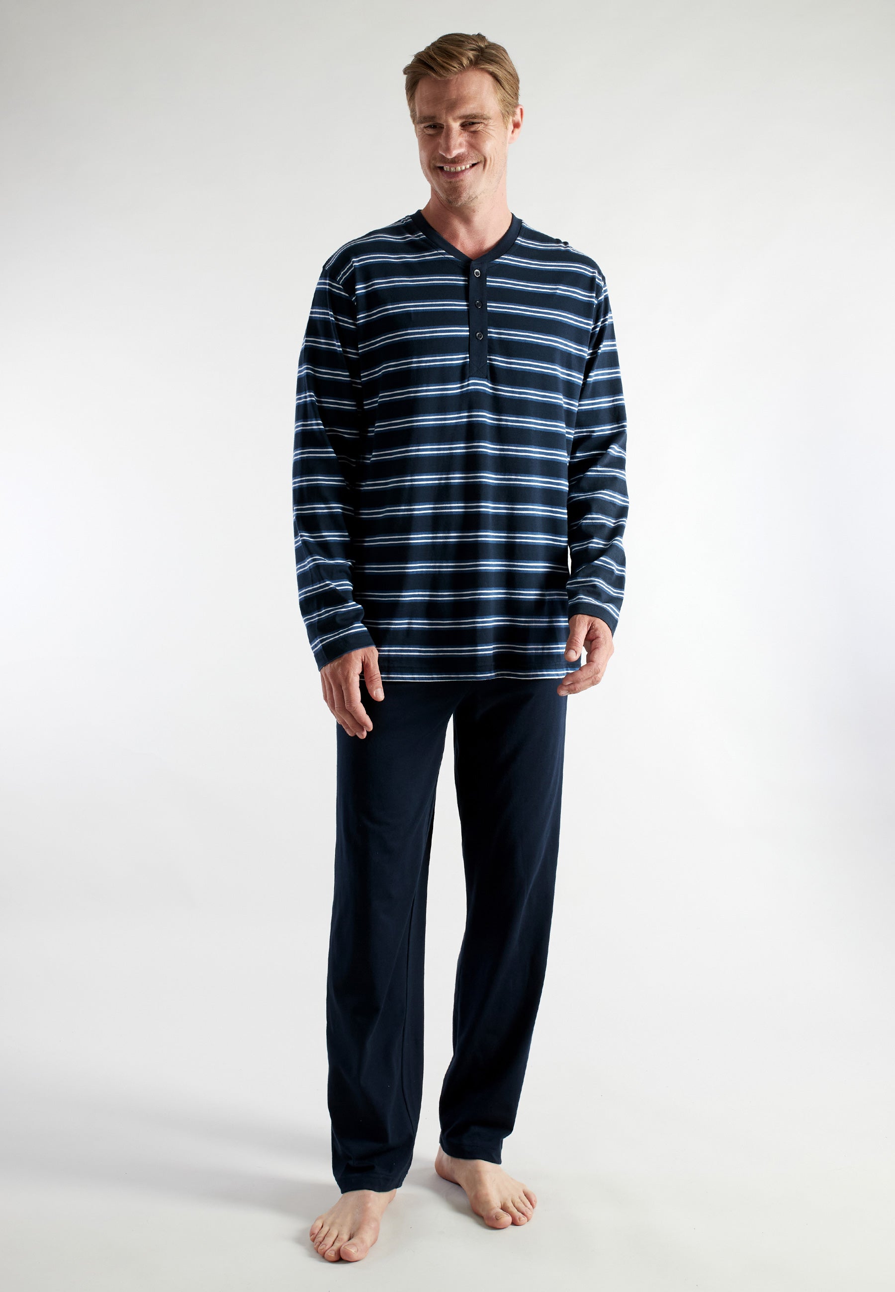 ceceba-herren-pyjama-blau-quergestreift-lang image 2