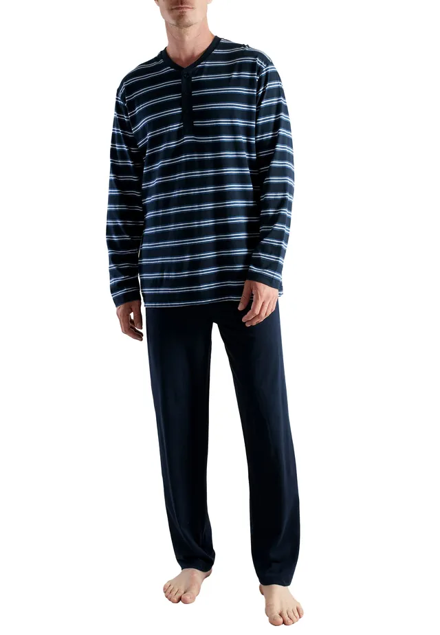 ceceba-herren-pyjama-blau-quergestreift-lang image 1