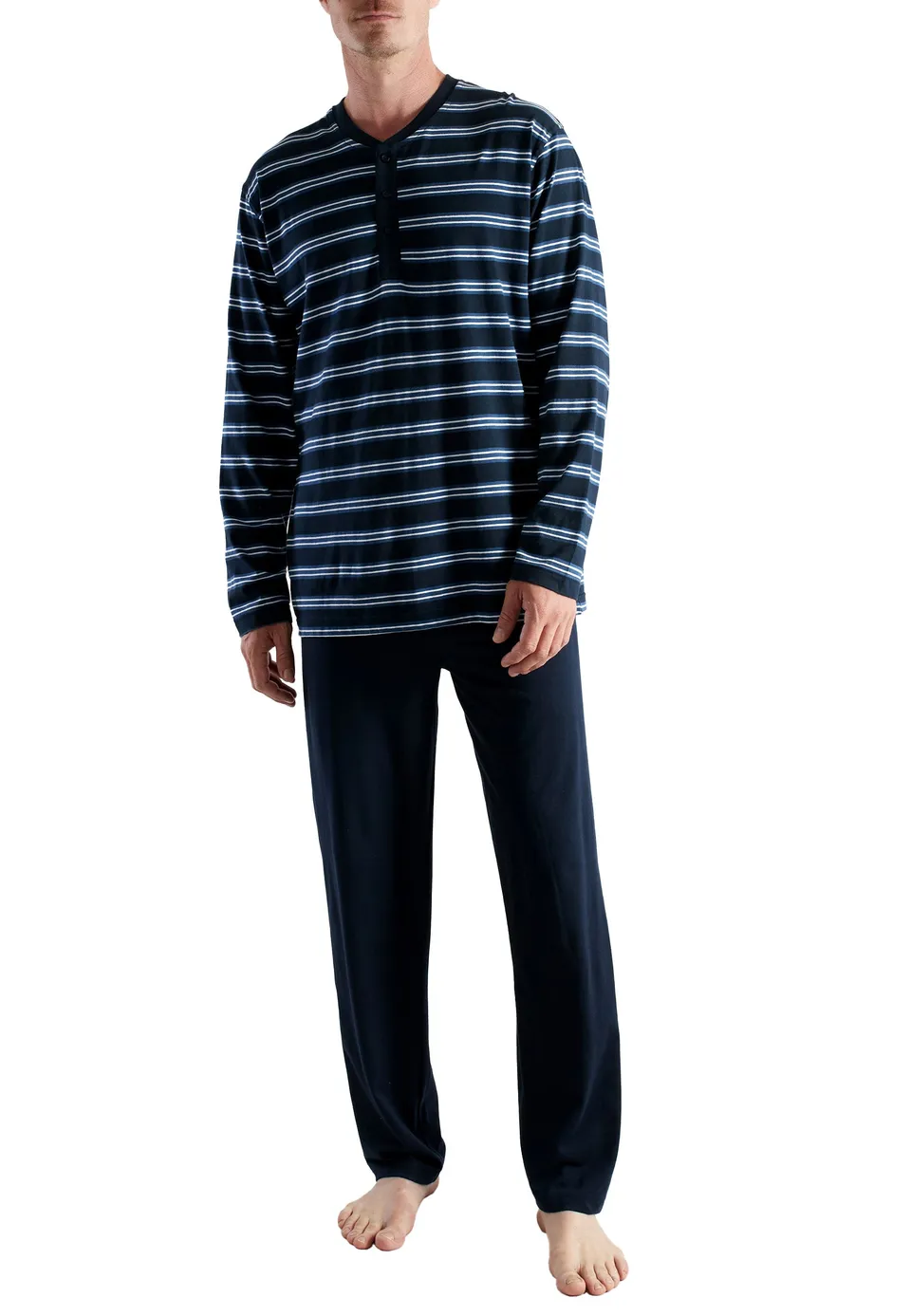 ceceba-herren-pyjama-blau-quergestreift-lang image 1