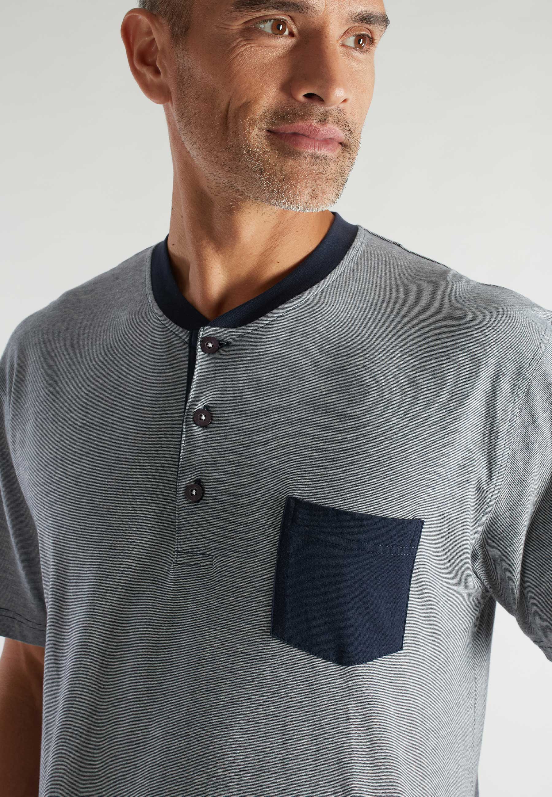 ceceba-herren-shorty-blau-quergestreift-sommer-schlafanzug-baumwolle image 4