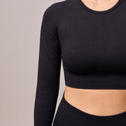snocks-seamless-ripp-sportshirt-langarm-damen-schwarz-2 image 7