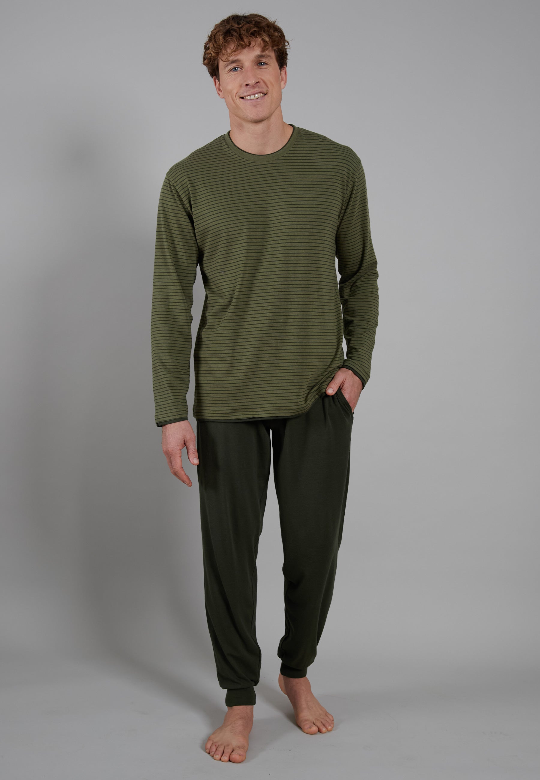 ceceba-herren-pyjama-gr-n-l-ngsgestreift-mit-bambus-viskose image 2