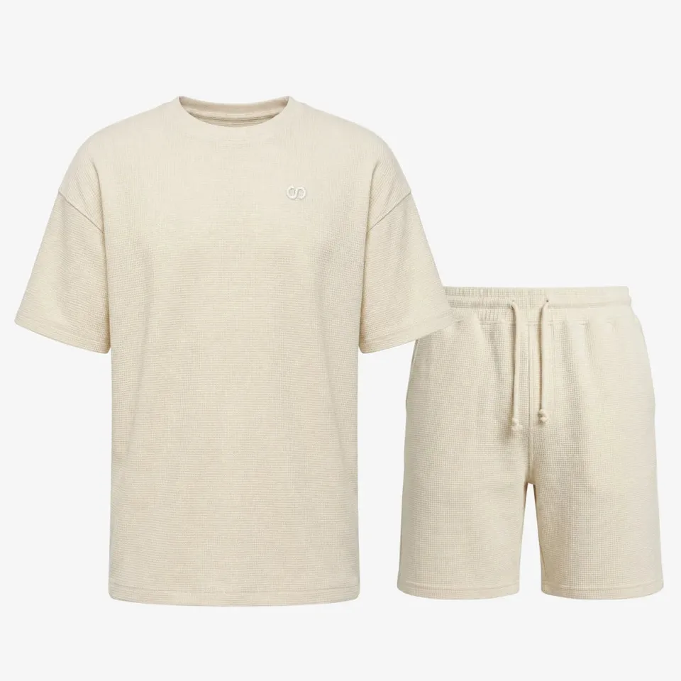 snocks-schlafanzug-set-waffle-herren-kurz-beige image 1