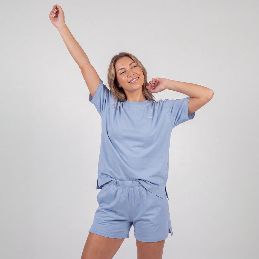 snocks-schlafanzug-set-damen-kurz-hellblau-pyjama-aus-modal-und-bio-baumwolle image 2