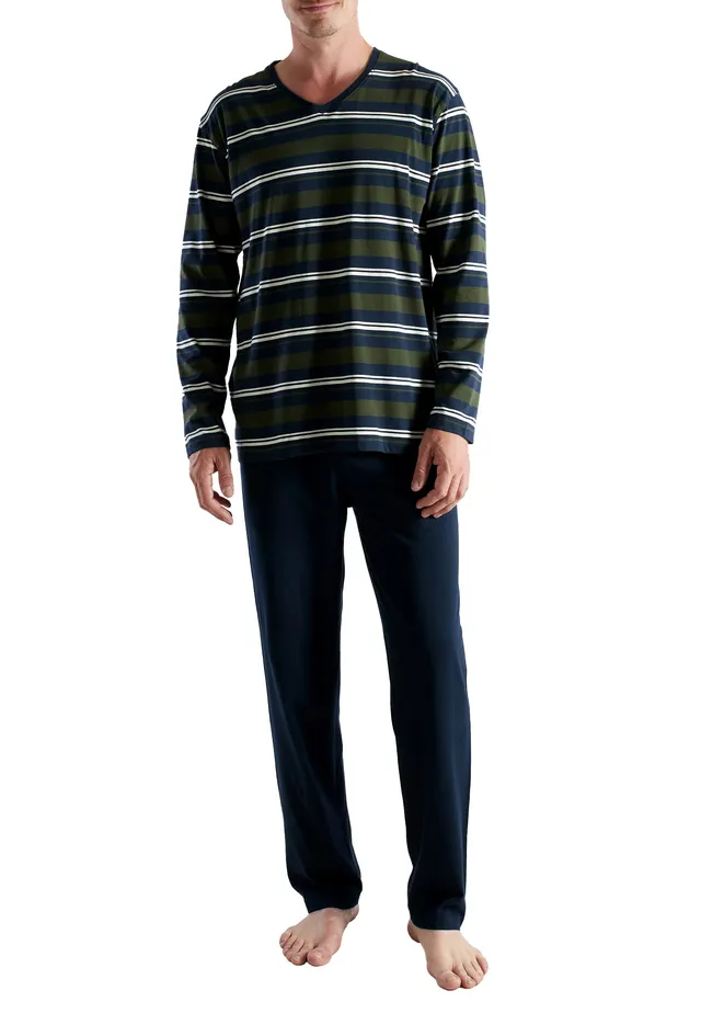 ceceba-herren-pyjama-gr-n-quergestreift-lang image 1