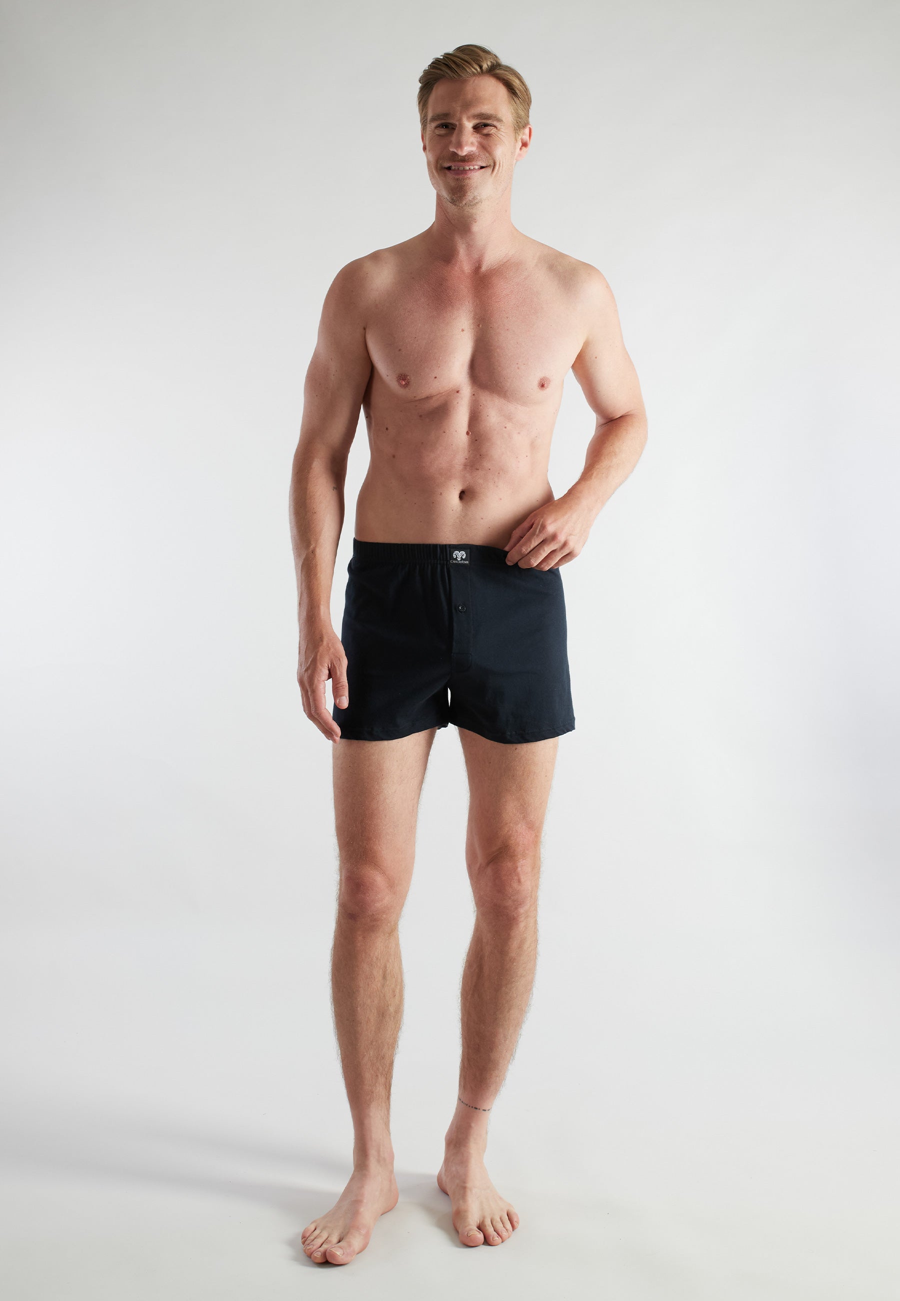 ceceba-herren-boxershort-schwarz-uni-im-5er-pack-legerer-single-jersey-mit-knopf image 2