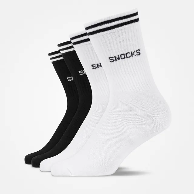 snocks-hohe-sportsocken-mit-streifen-schwarz-wei image 1