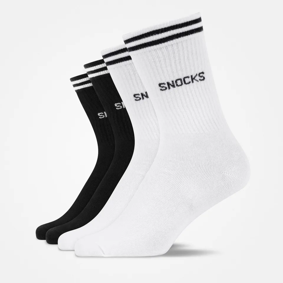 snocks-hohe-sportsocken-mit-streifen-schwarz-wei image 1