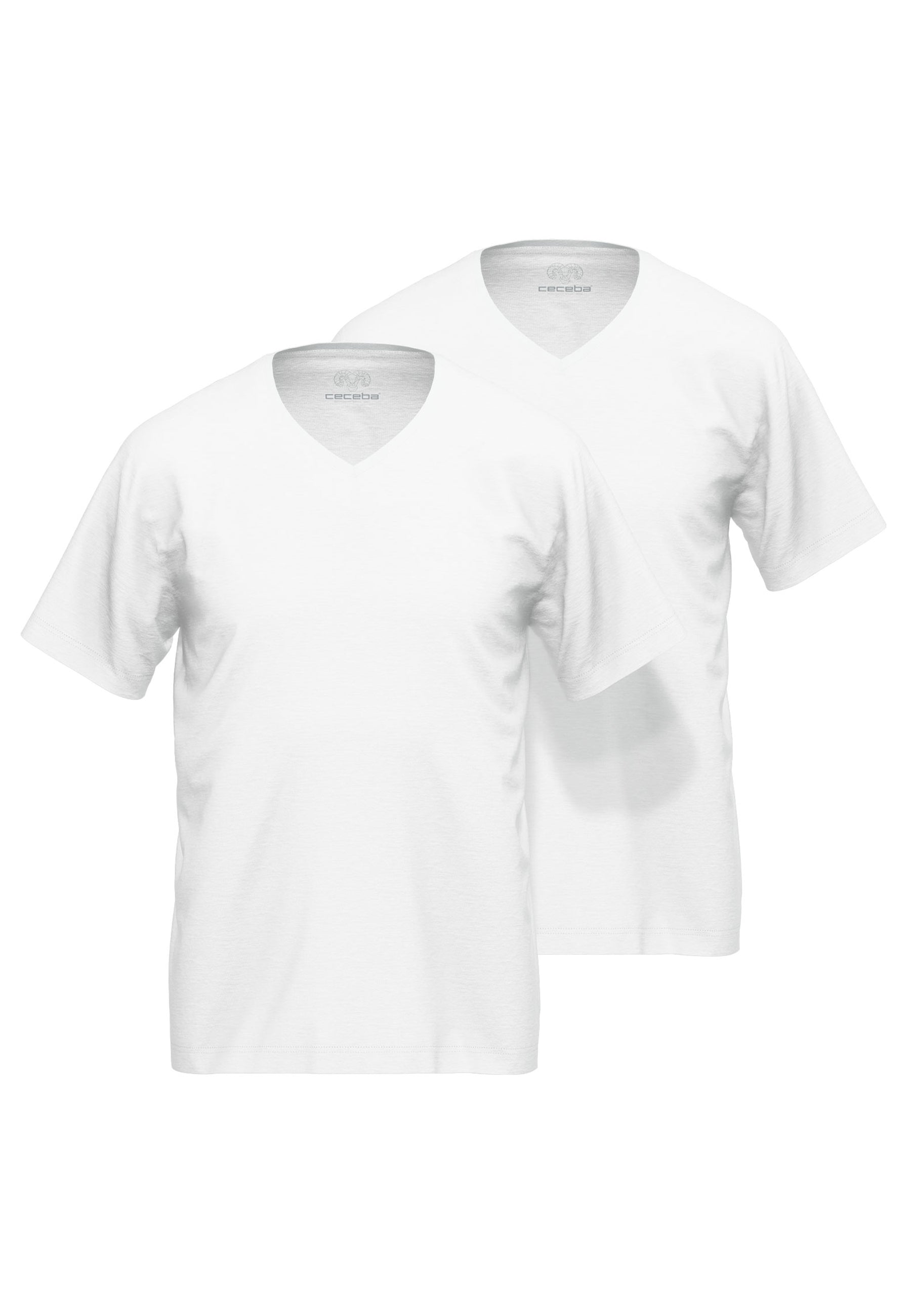 ceceba-herren-shirt-wei-uni-2er-pack-v-kragen image 1
