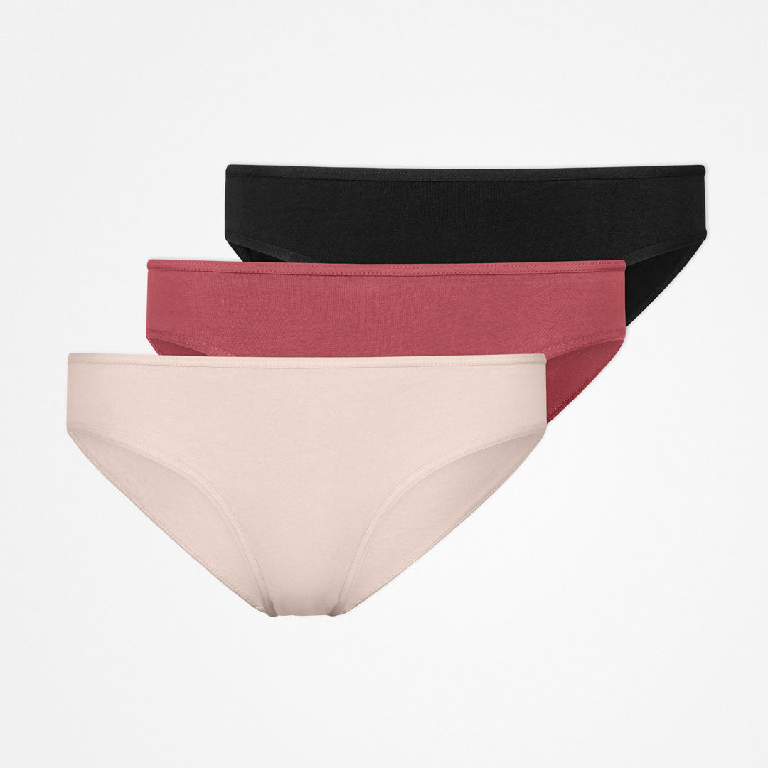 snocks-damenslips-mix-apricot-mauve-schwarz-slip-3er-pack-bio-baumwolle image 1