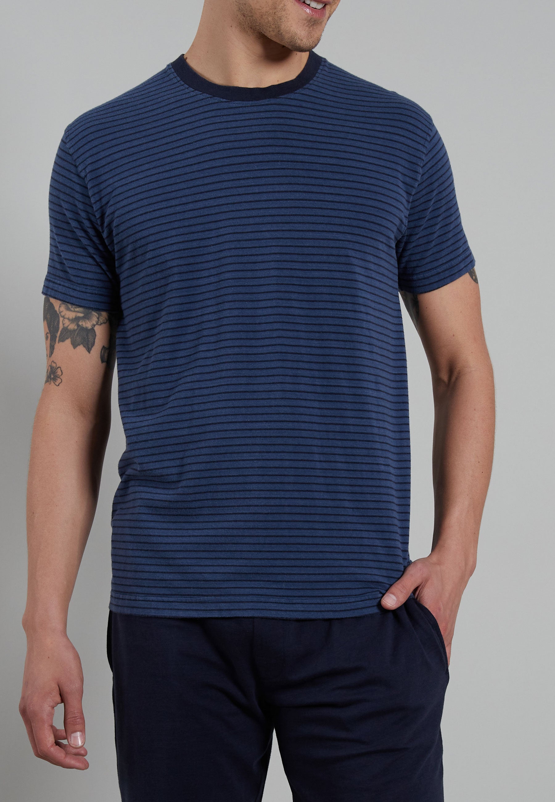 ceceba-herren-shorty-blau-quergestreift-bamboo-pant image 4