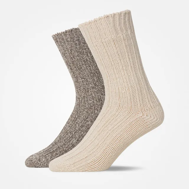 snocks-norweger-socken-mix-offwhite-braun-lange-wollsocken-unisex image 1