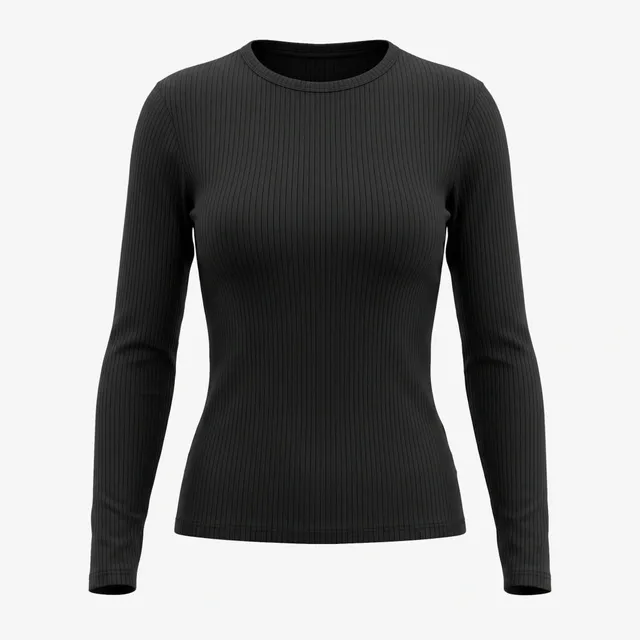 snocks-langarmshirt-damen-rippstruktur-schwarz image 1