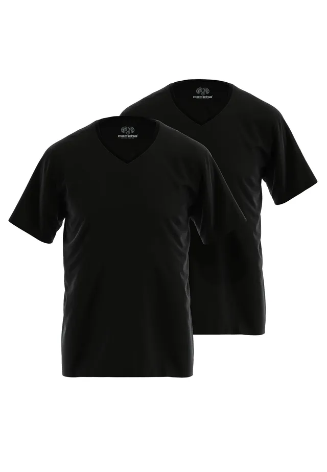 ceceba-herren-shirt-schwarz-uni-2er-pack-mit-v-kragen image 1