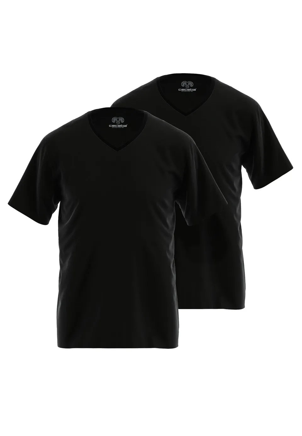 ceceba-herren-shirt-schwarz-uni-2er-pack-mit-v-kragen image 1