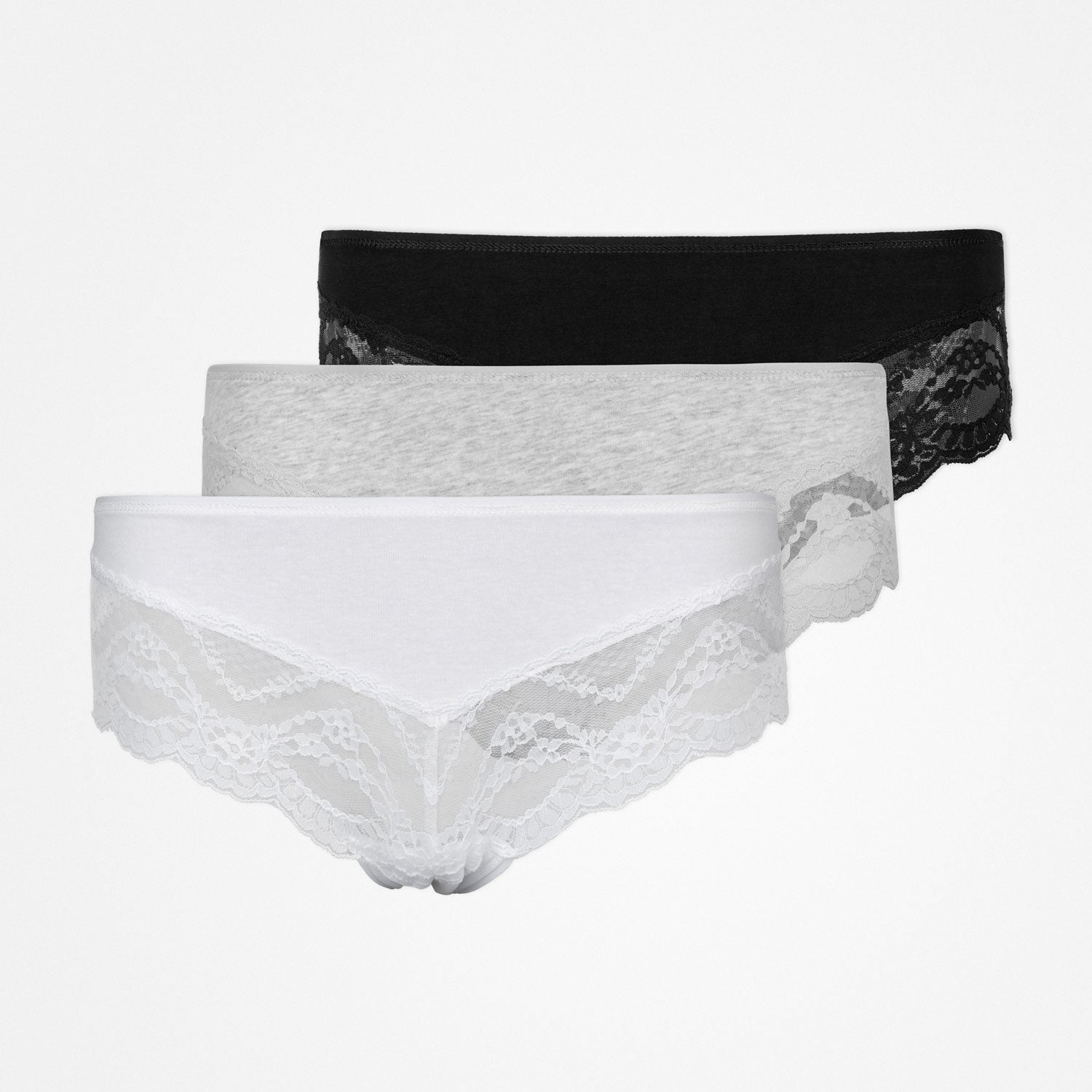 snocks-hipster-panties-mit-spitze-mix-wei-hellgrau-schwarz-bio-baumwolle image 1