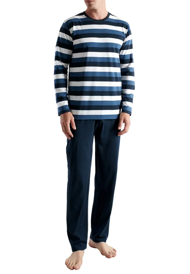 ceceba-herren-pyjama-blau-quergestreift-lang-zweiteiler-schlafanzug image 1