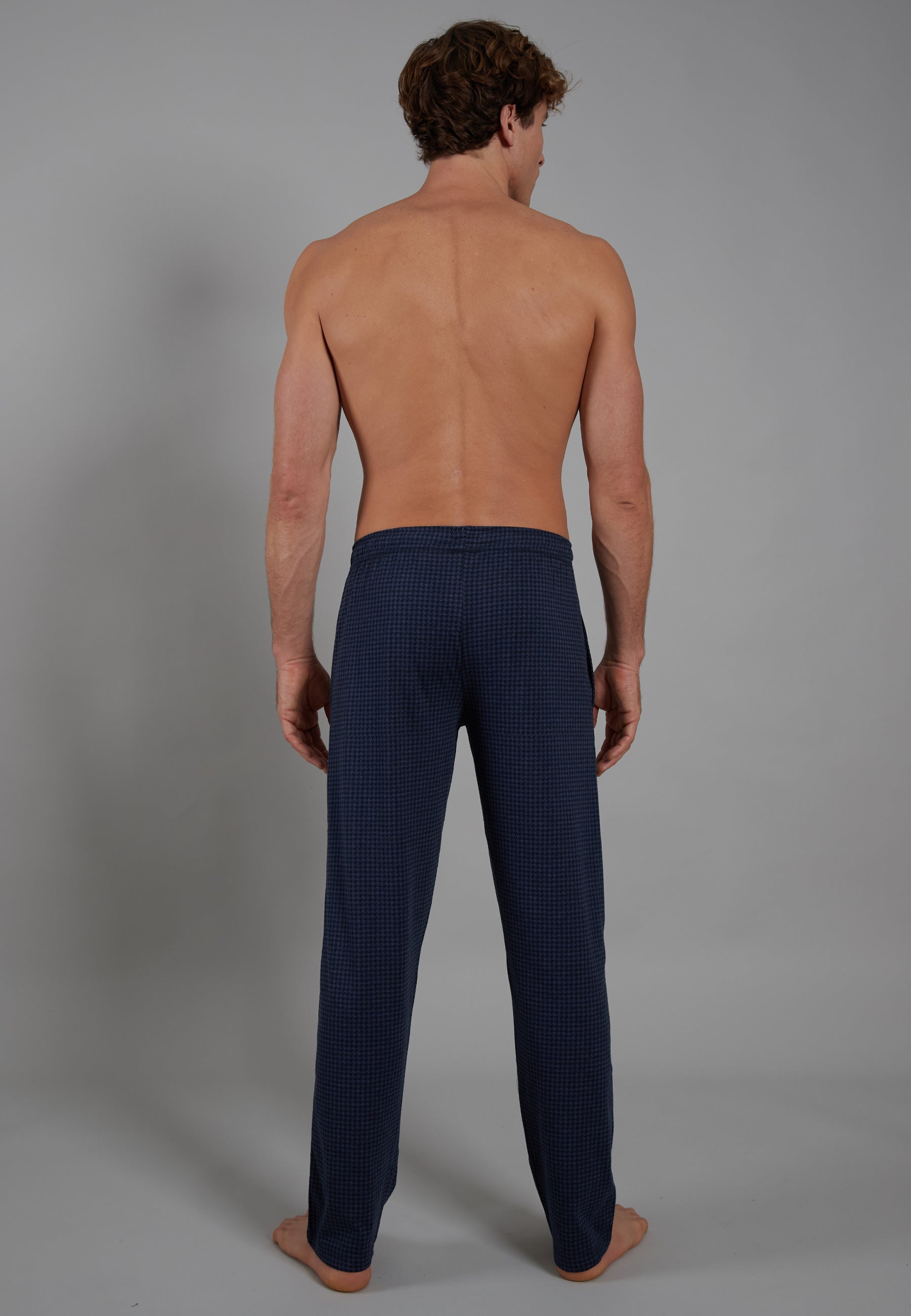 ceceba-herren-lange-hose-blau-bedruckt-karo-aus-baumwolle image 3