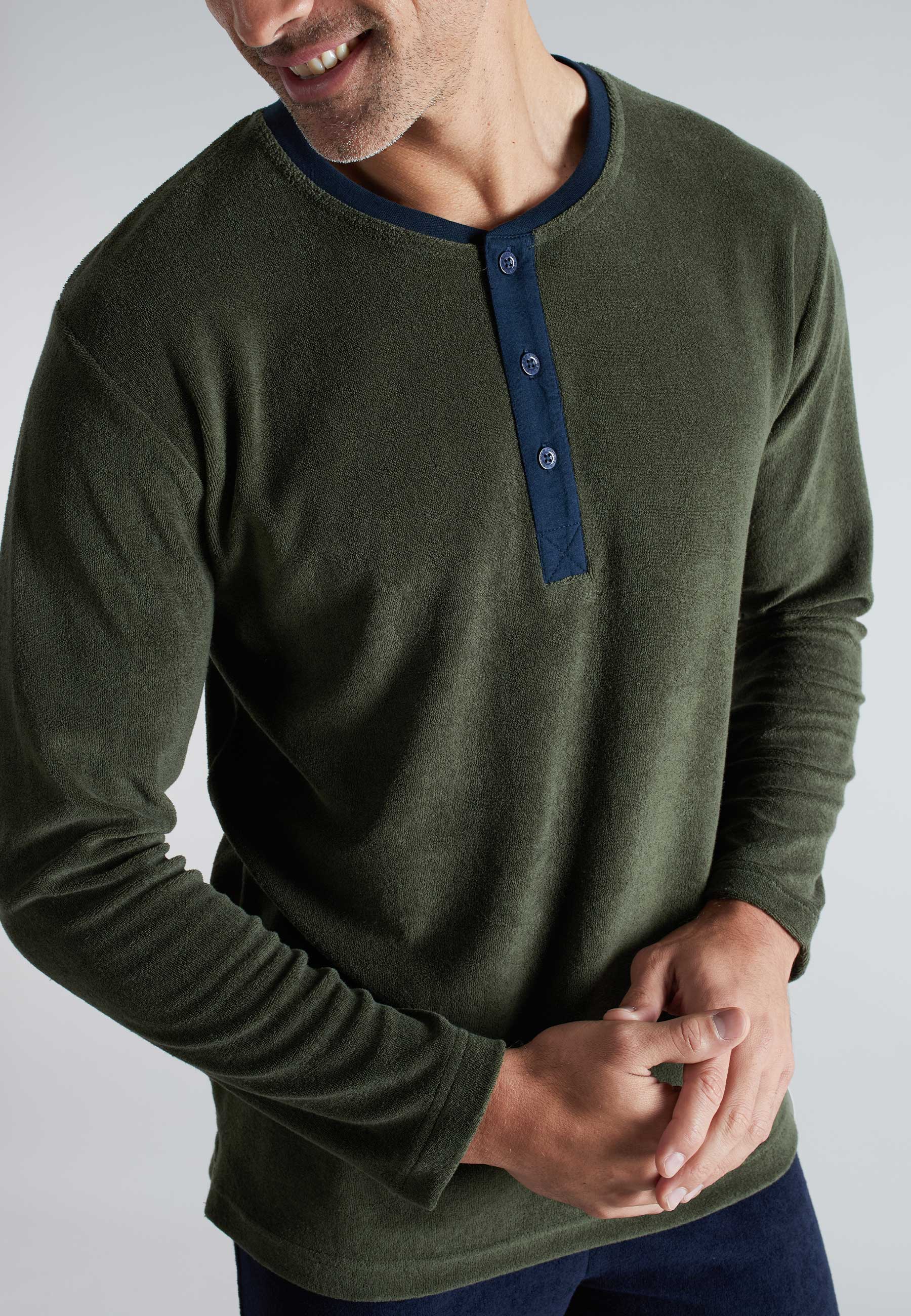 ceceba-herren-pyjama-gr-n-uni-langer-frottee-pyjama image 4