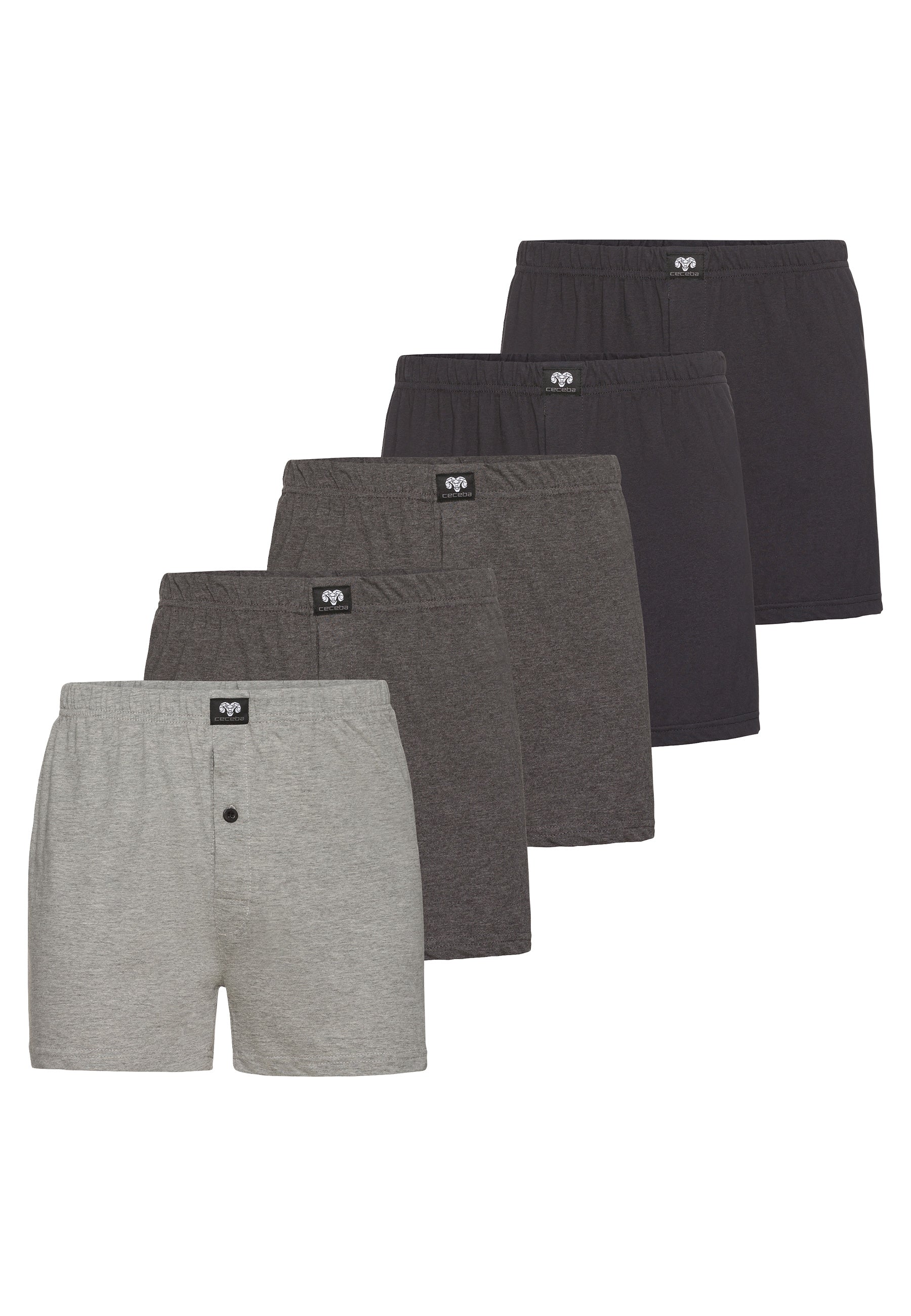 ceceba-herren-boxershort-grau-uni-5er-pack-mit-knopfleiste image 1