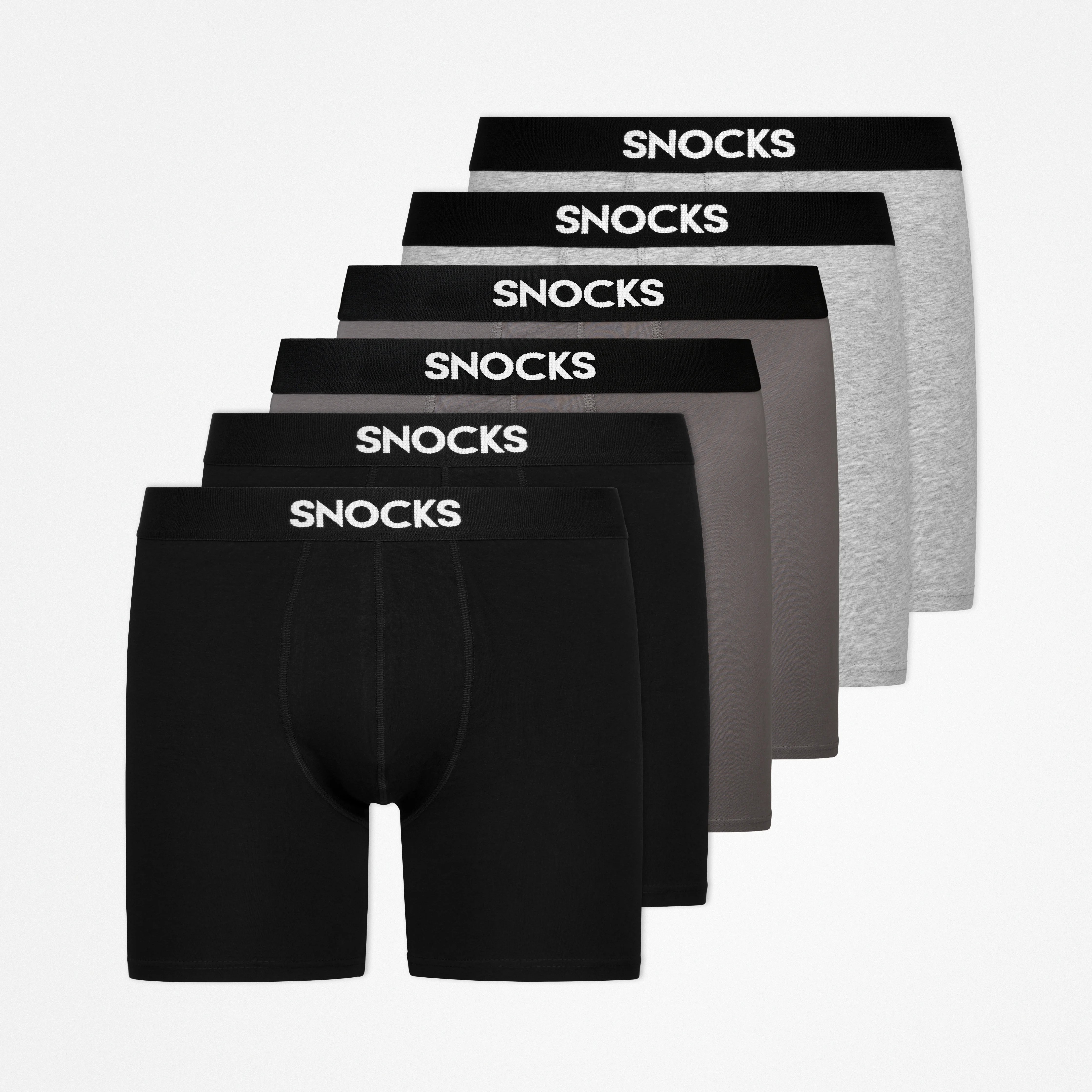 snocks-lange-boxershorts-herren-mix-schwarz-grau-hellgrau image 1