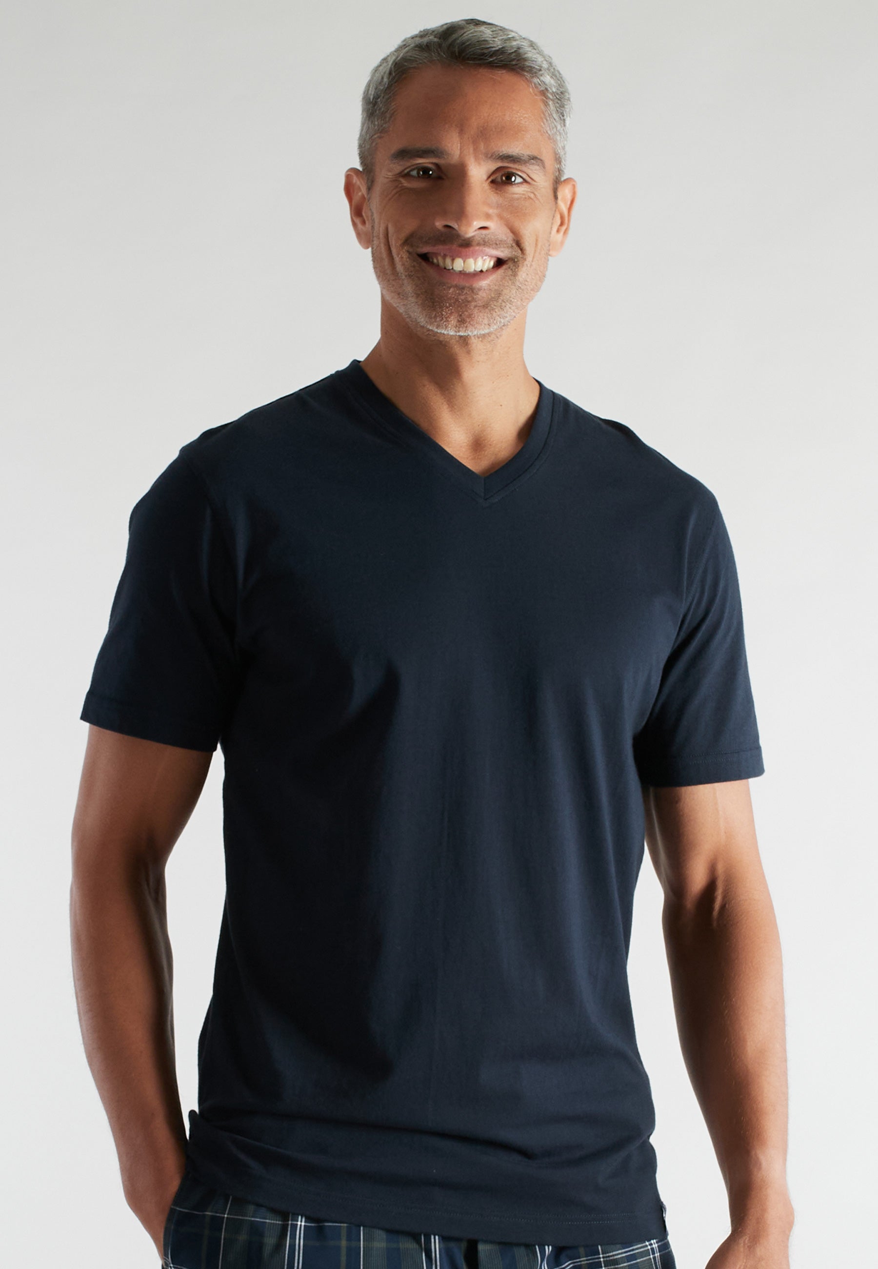ceceba-herren-t-shirt-blau-uni-v-kragen-single-jersey image 2