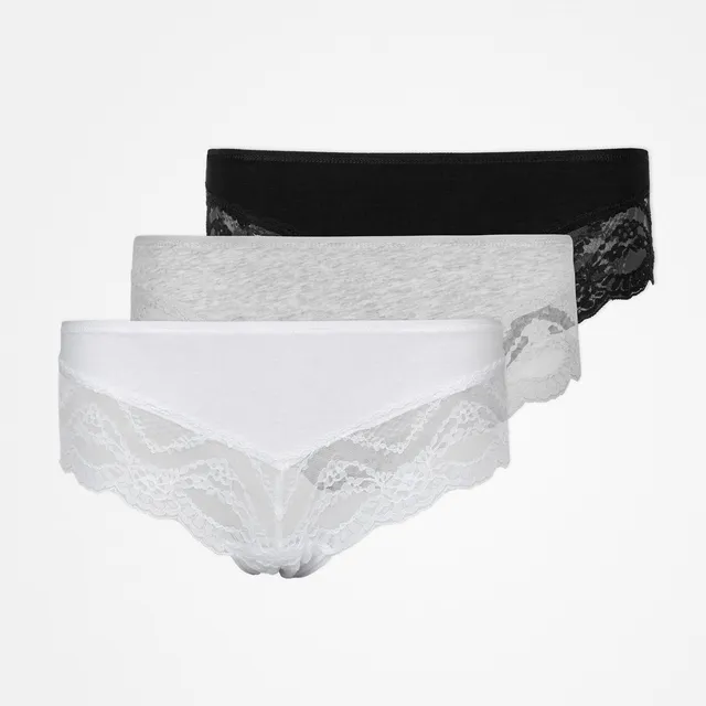 snocks-hipster-panties-mit-spitze-mix-wei-hellgrau-schwarz-bio-baumwolle image 1