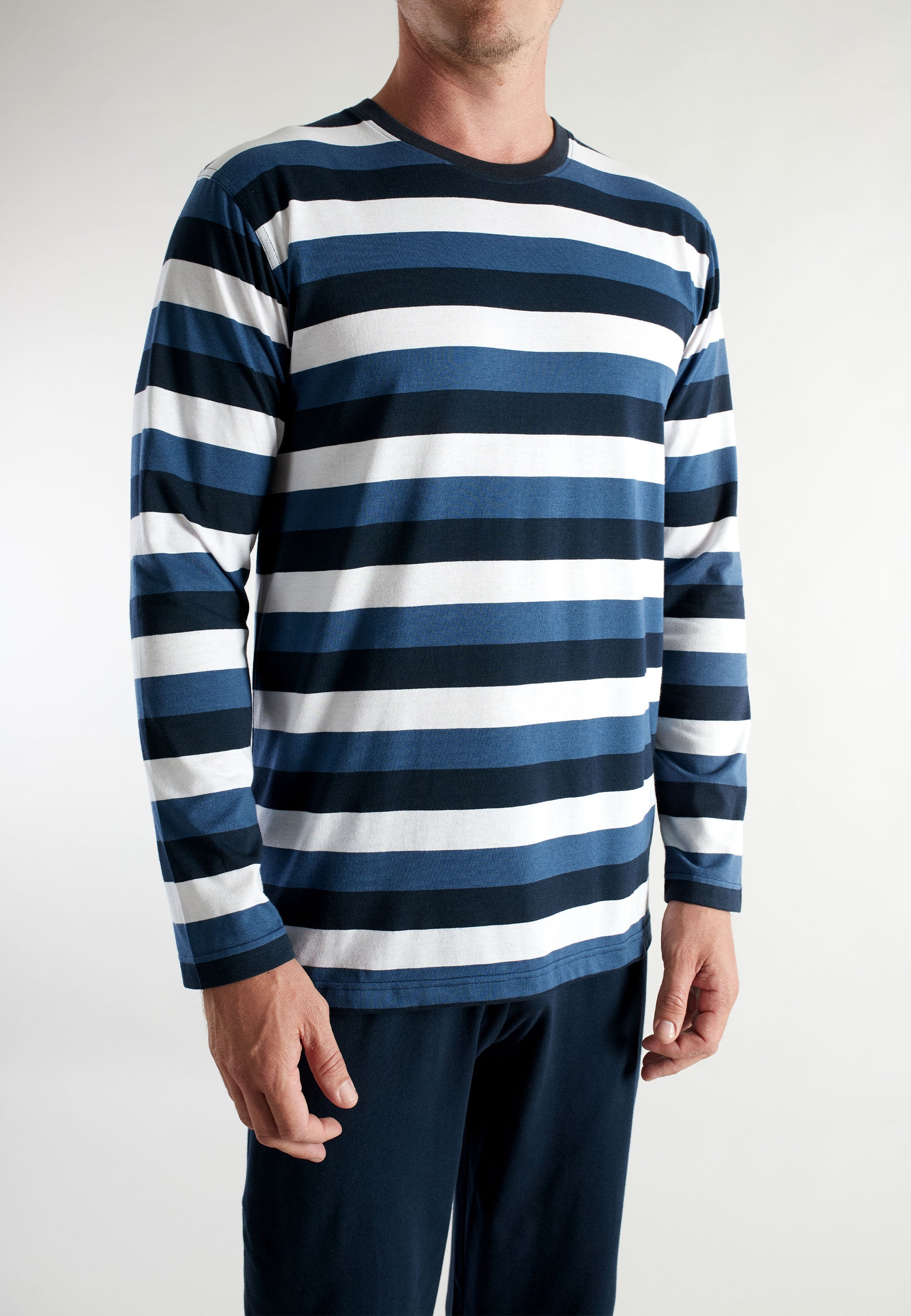 ceceba-herren-pyjama-blau-quergestreift-lang-zweiteiler-schlafanzug image 4