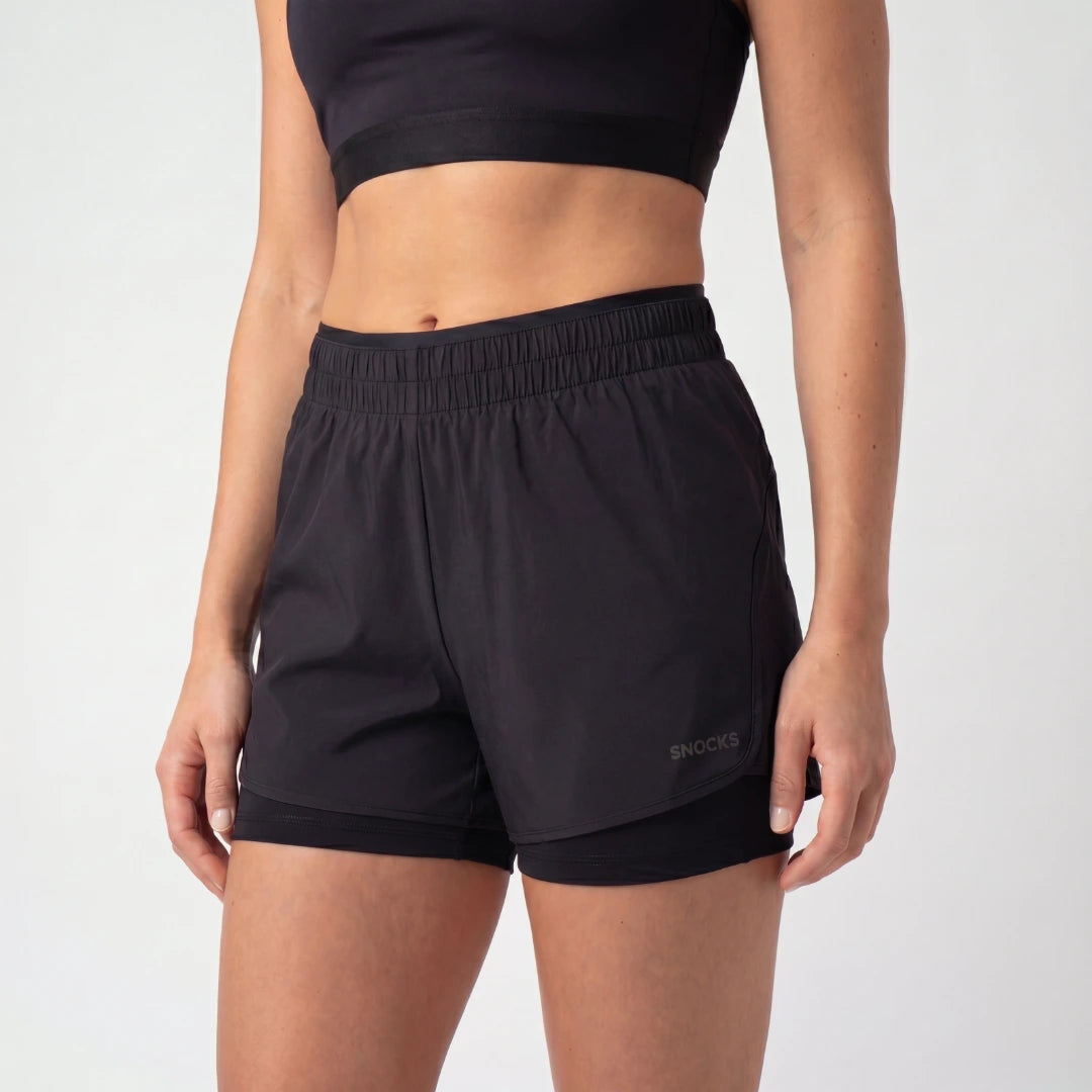 snocks-2-in-1-sport-shorts-damen-schwarz image 2
