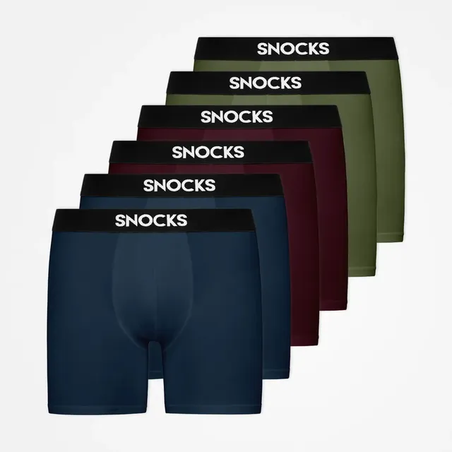 snocks-lange-boxershorts-herren-mix-rot-olive-blau image 1