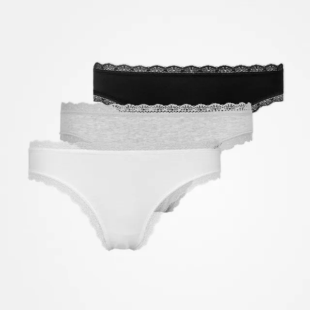 snocks-tangas-mit-spitze-mix-wei-hellgrau-schwarz-damen-tanga-aus-bio-baumwolle image 1