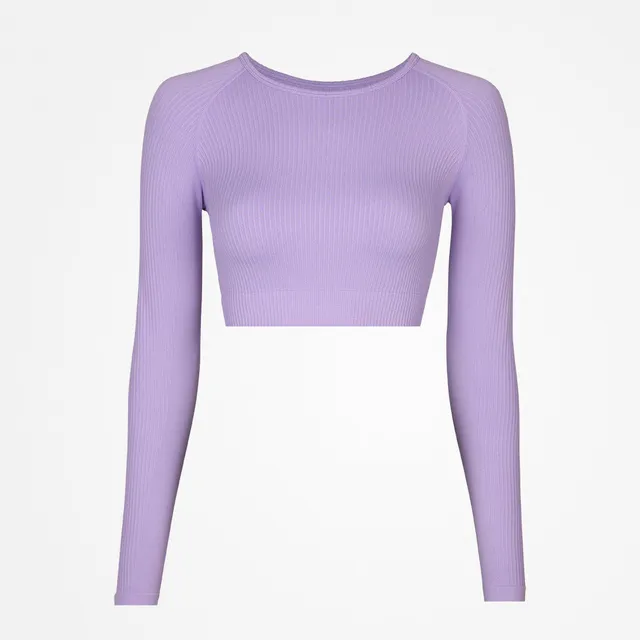 snocks-geripptes-sportshirt-langarm-damen-pastelllila image 1