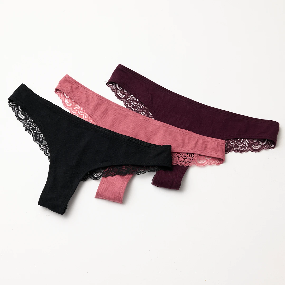snocks-tangas-mit-spitze-mix-mauve-weinrot-schwarz-damen image 5