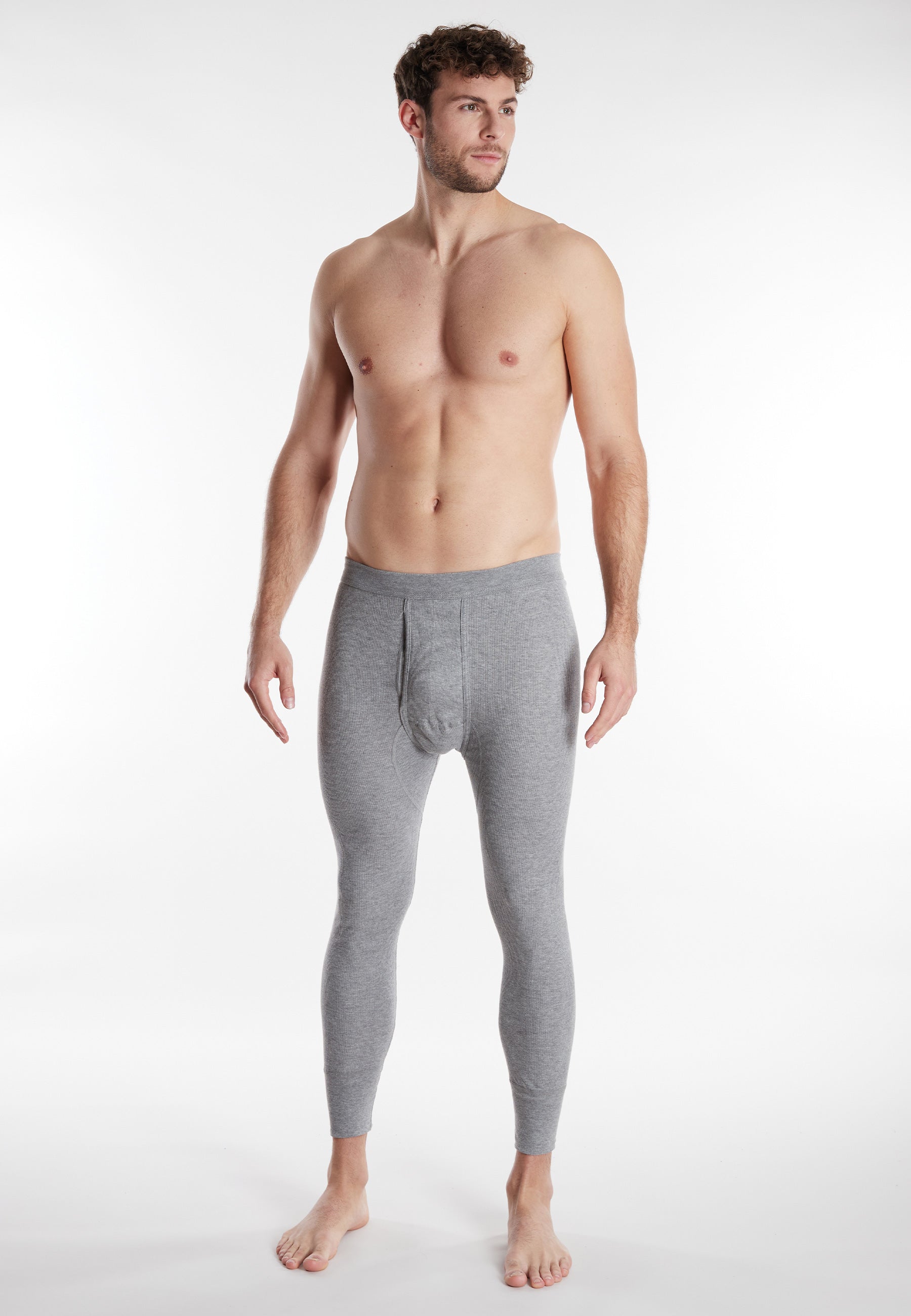 ceceba-herren-lange-unterhose-grau-uni-thermo-baumwolle image 2