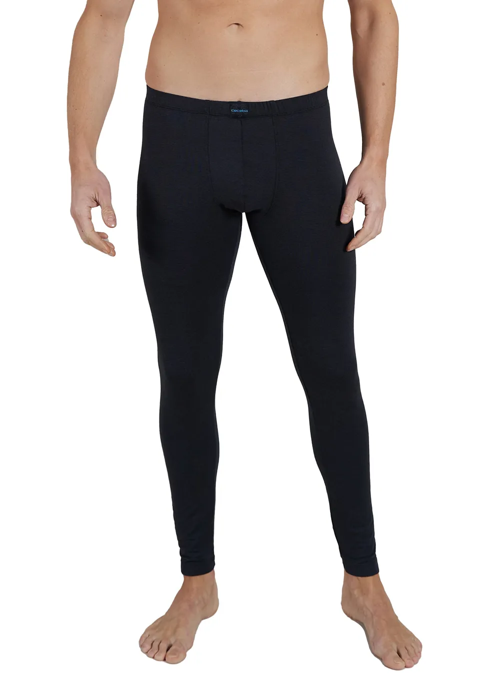 ceceba-herren-lange-unterhose-schwarz-uni-thermo-single-jersey image 1