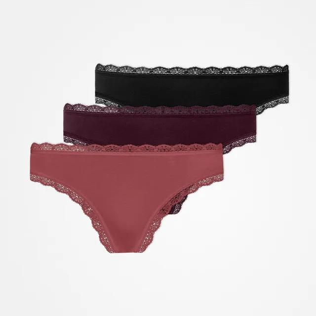 snocks-tangas-mit-spitze-mix-mauve-weinrot-schwarz image 1