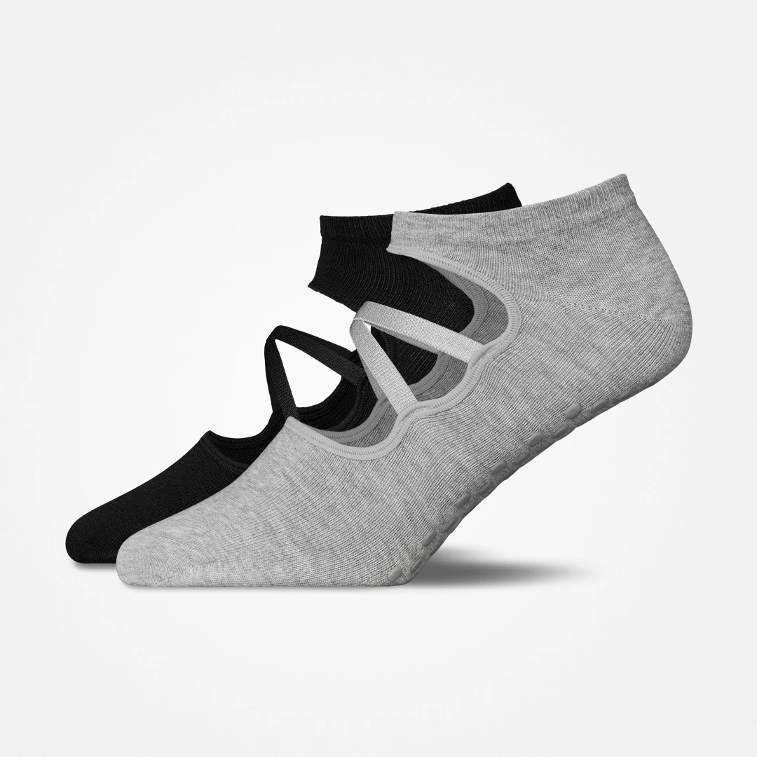 snocks-pilates-socken-mit-riemchen-mix-schwarz-grau image 1